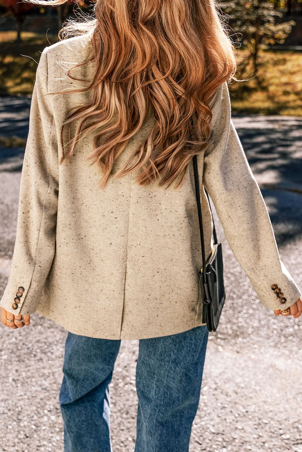 Chic oatmeal suit jacket for women - Love Salve